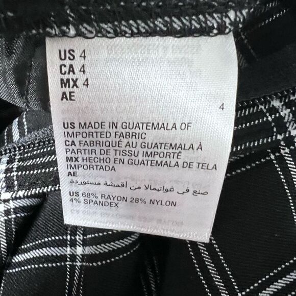 INC International Concepts Pants Black White Plaid Mid Rise Straight Leg Size 4 - Picture 6 of 13